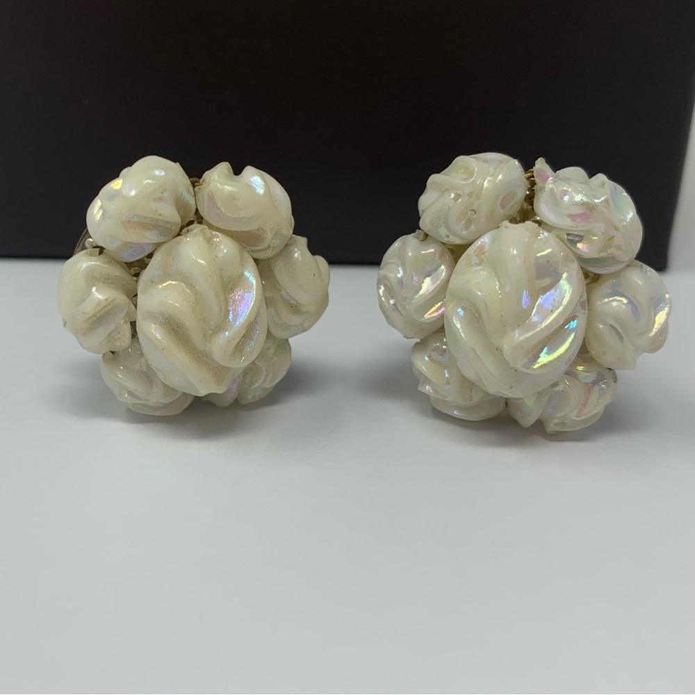 Western Germany Opalescent Clip On Earrings